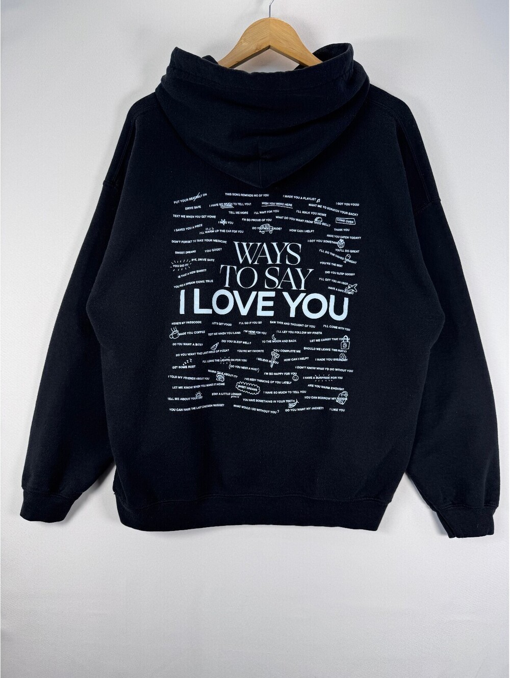 Lonely Ghost Ways To Say I Love You Black Hoodie Y2K Streetwear oversized L - Picture 3 of 7